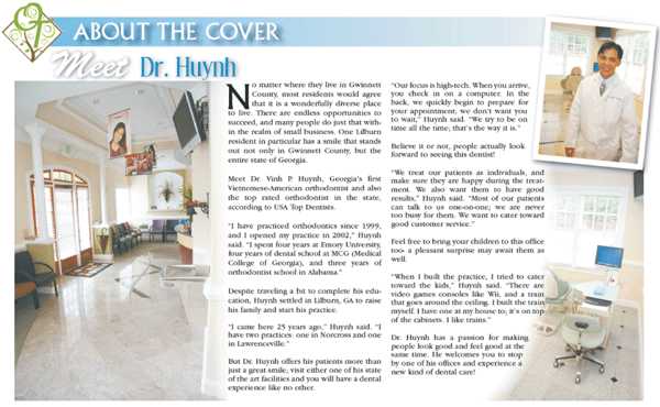 Our Town Gwinnett cover featuring iCare Orthodontics and Dentistry